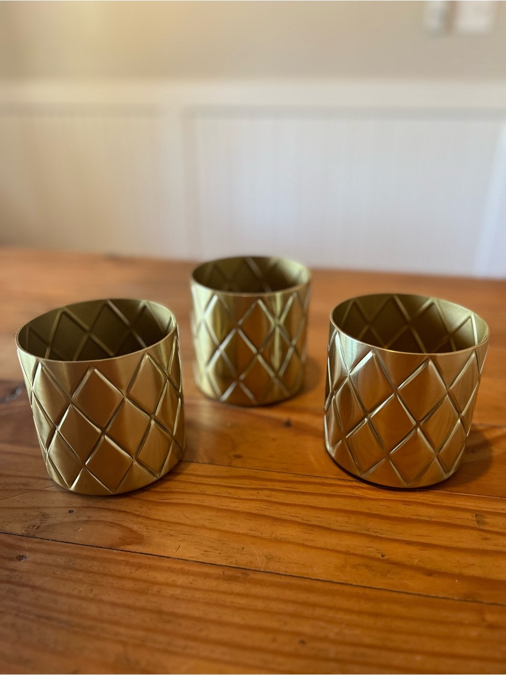 IKEA Gold Vindflakt Gold Quilted Metal Pots Set of 3